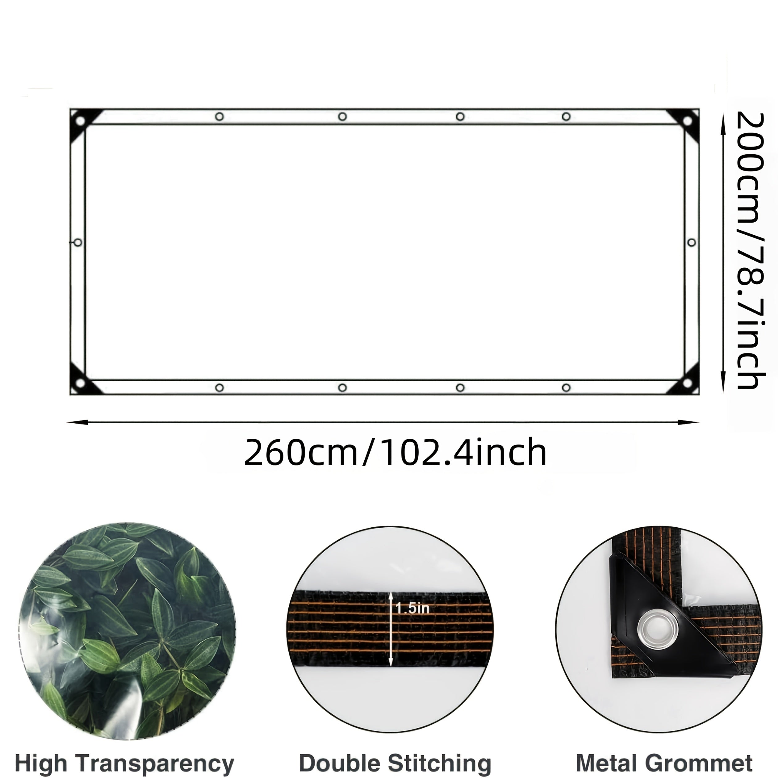 1/2pcsClear Waterproof Tarps with Grommets, Outdoor Garden Rainproof Covering Clear PVC Vinyl Tarp with Clear Tarps for Patio, for Covering Henhouse Porch Canopy Plant Camping