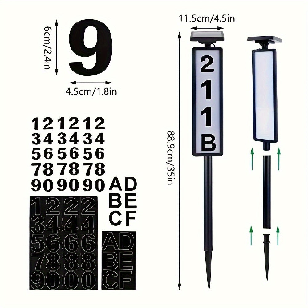 Solar Pillar Sign Light with Address Glow, LED Doorplate Light, Featuring Faster-Charging Upgraded Battery, Switchable White/Warm Light, No Wiring Needed, Auto-On at Night, IP44, Suitable for Homes, Businesses, Factories, Etc