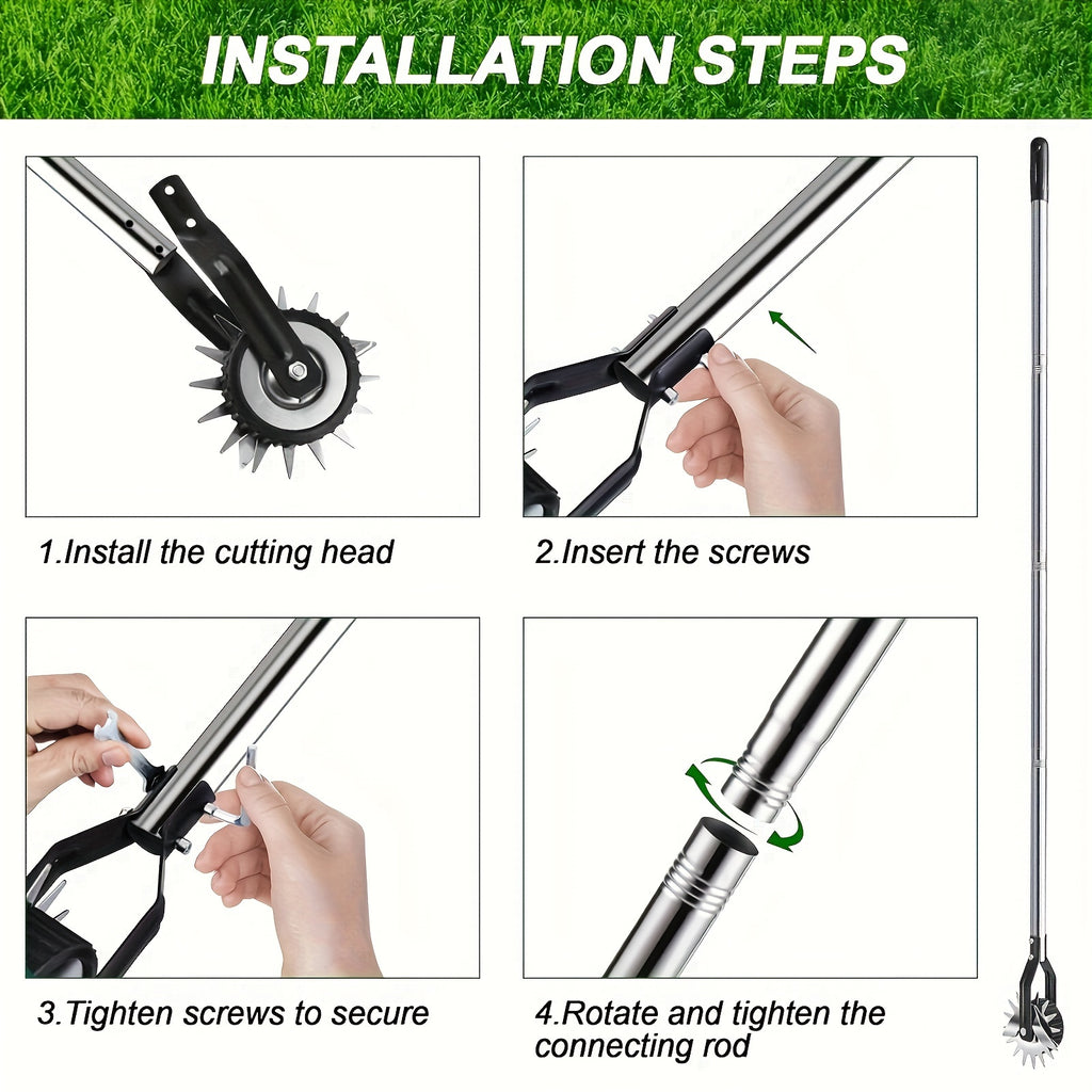 The Sakerplus Wheeled Lawn Trimmer - Features a 3/4 Stainless Steel Handle - And Is Designed for Manual Use - As a Rotary Lawn Edger - It Is Ideal for Yard Weeding And Sidewalk Trimming