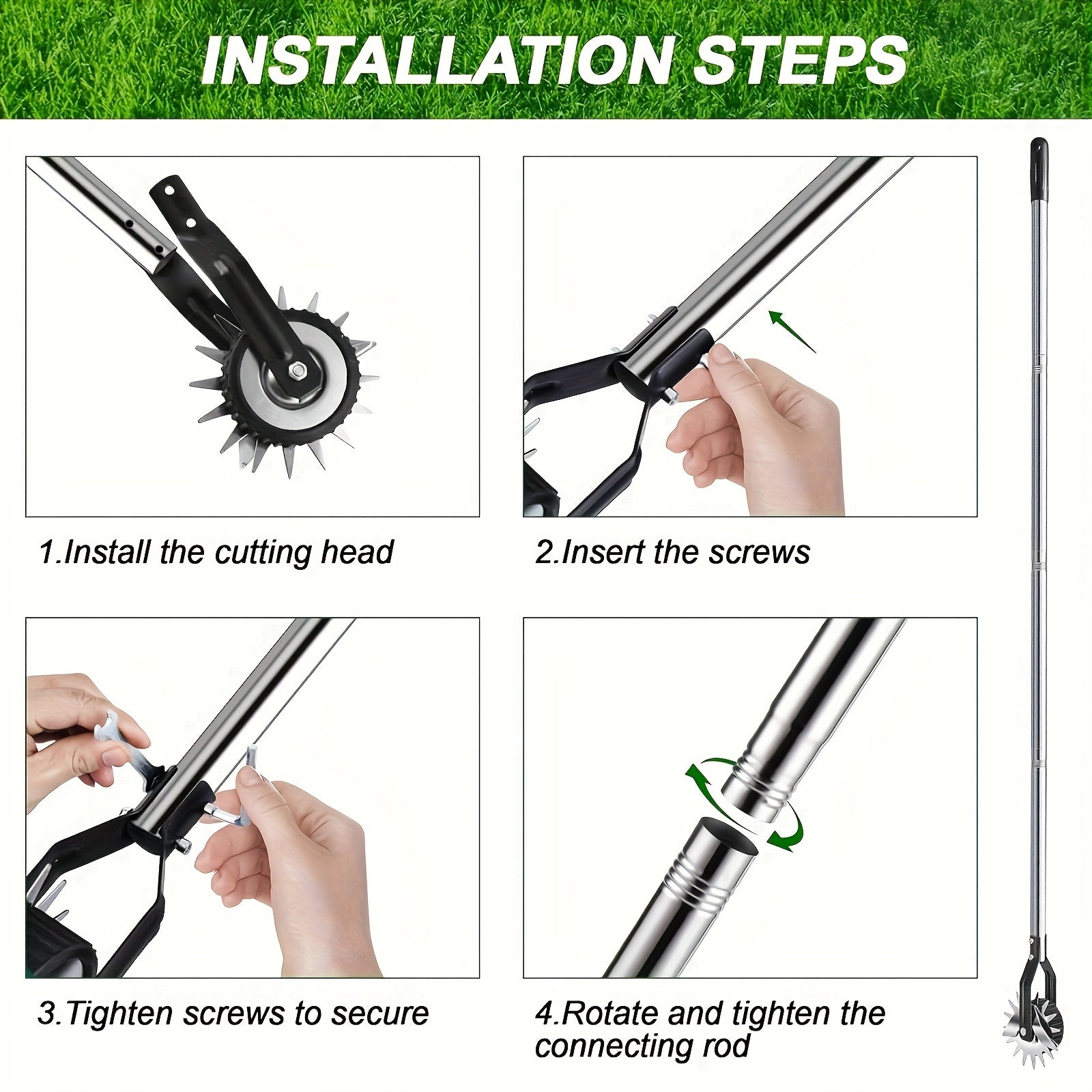 The Sakerplus Wheeled Lawn Trimmer - Features a 3/4 Stainless Steel Handle - And Is Designed for Manual Use - As a Rotary Lawn Edger - It Is Ideal for Yard Weeding And Sidewalk Trimming