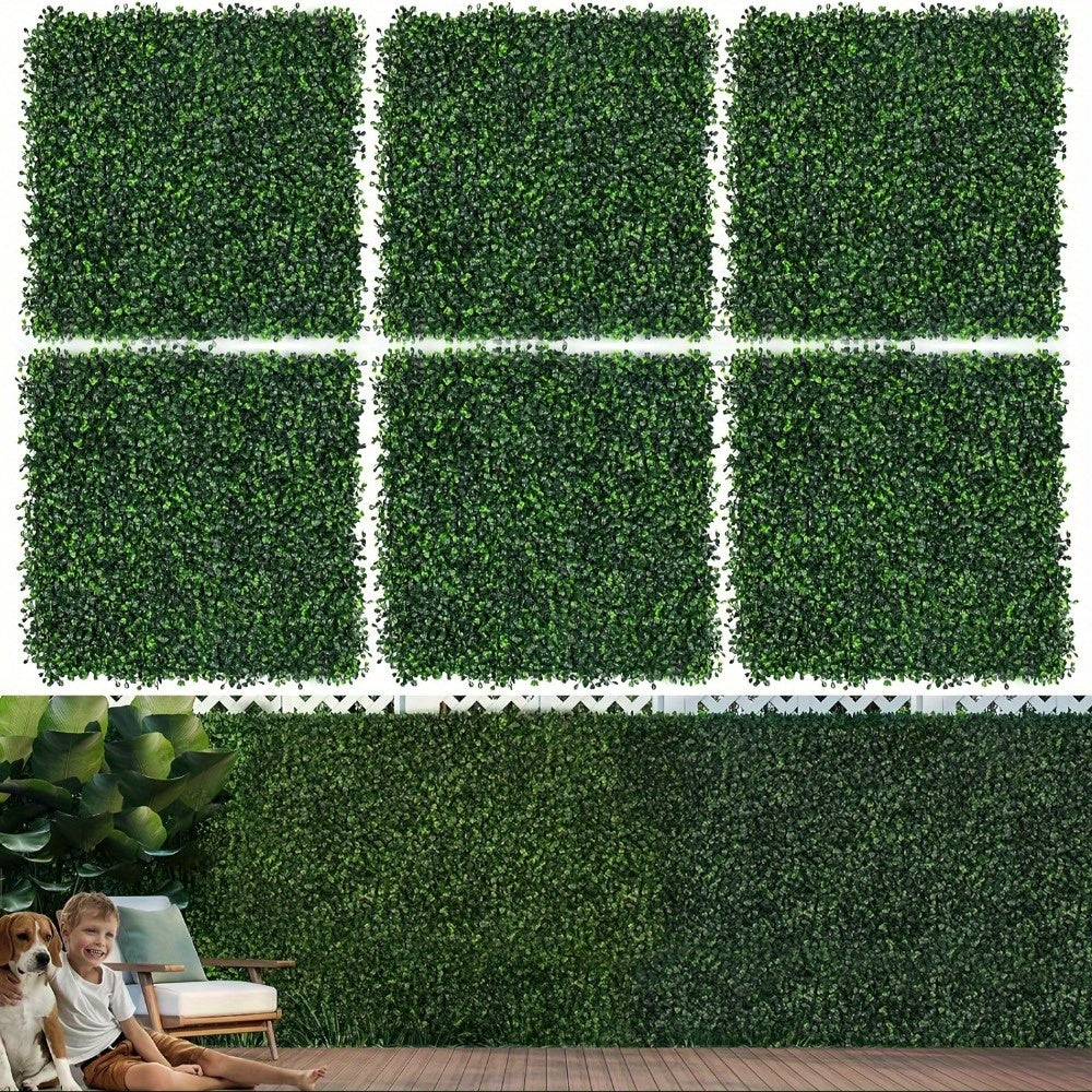 Set of 12 Artificial Boxwood Panels Measuring 40 by 30 Inches, Perfect for Creating a Green Wall Backdrop. These Uv-Stable Grass Wall Panels Are Suitable for Both Indoor And Outdoor Decoration, Ideal for Garden Fencing
