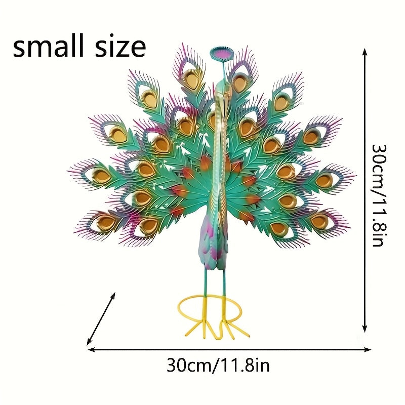 1pc Exquisite 3D Metal Peacock Statue - Vibrant Blue Bird Lawn Ornaments for Outdoor Backyard Patio Porch Decor - Durable Yard Art with Intricate Details, Weather-Resistant, Easy to Assemble
