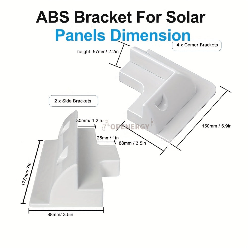 Solar Panel Bracket ABS Solar Panel Installation Bracket 6 Non Drilling Angle Bracket Support Kit, Suitable for Rvs, Boats, Camping Car Canopy (White)