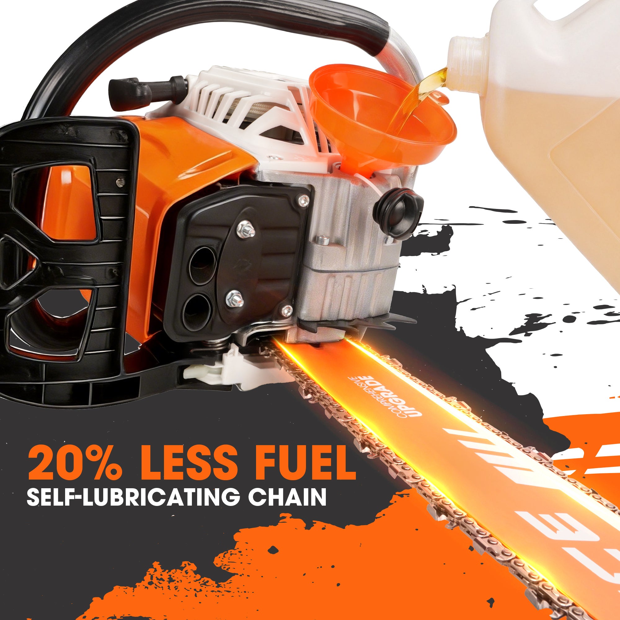 Professional 62CC Gasoline Chainsaw 18/20 Inch Chain Powerful 2-Stroke Engine for Heavy Duty Wood Cutting Logging Farm Use Durable Quiet Safe with Anti-Vibration Handle Additions Included