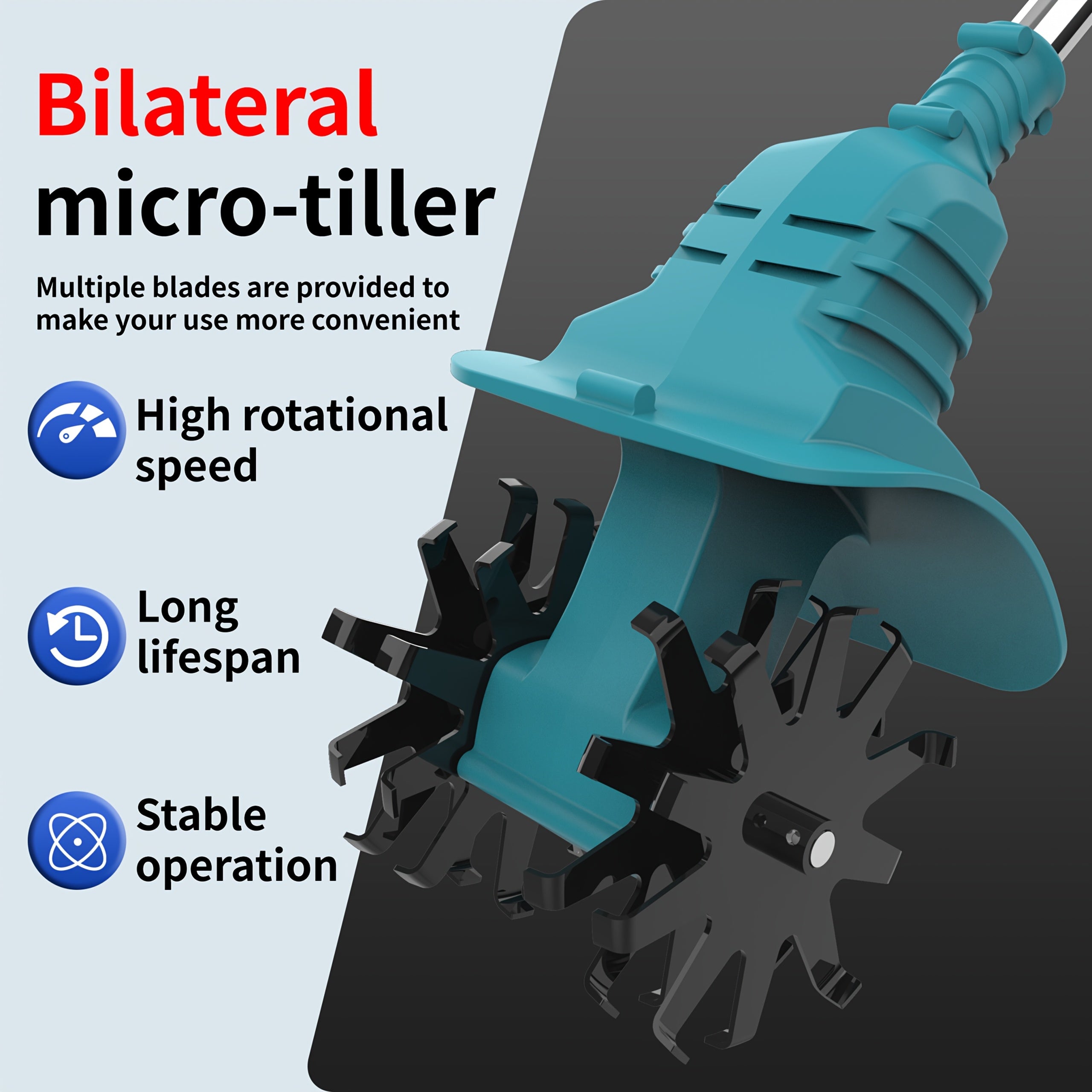Cordless Electric Tiller And Garden Scarifier, Cordless Tiller 270 RPM Lightweight, Portable with 2 X 3.0Ah Batteries And Charger, Durable Metal Structure Landscape Maintenance, Compact Design, Long-Lasting Performance