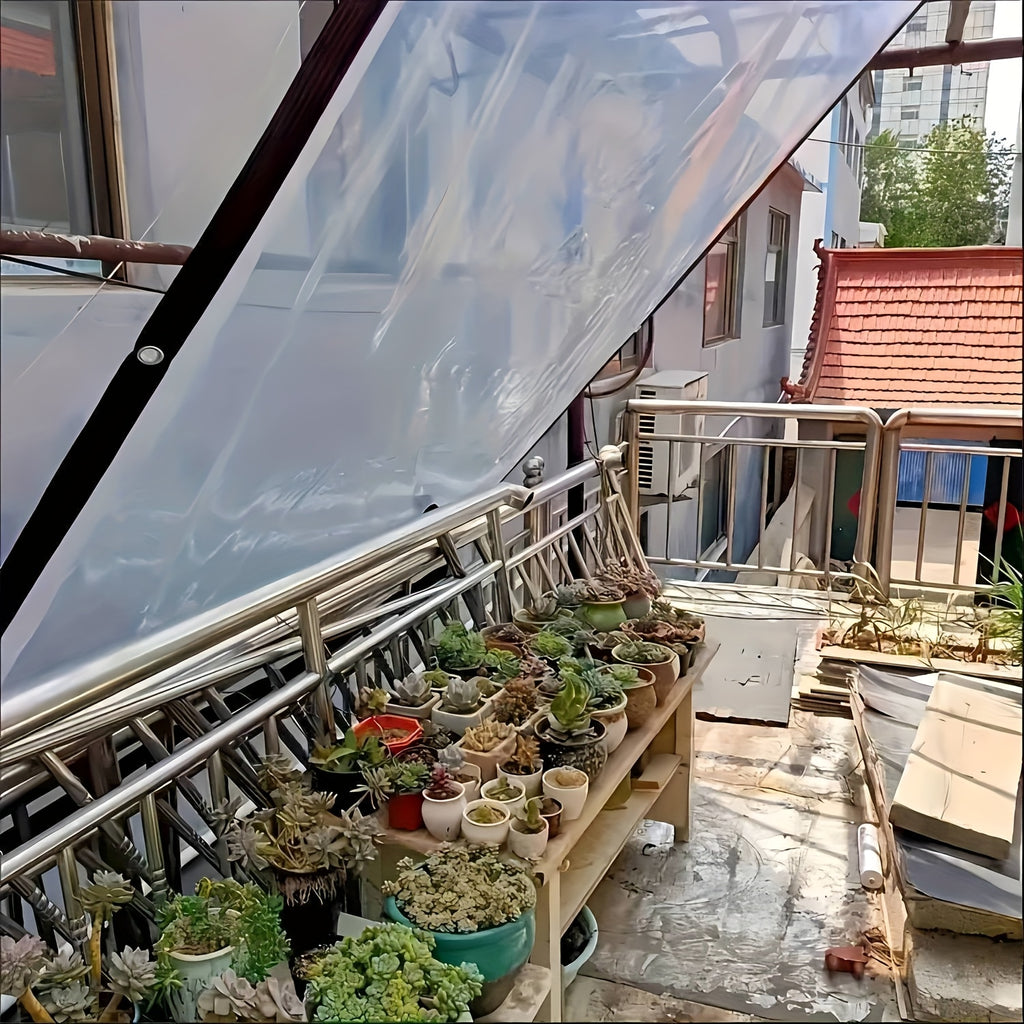 1pc UV-Resistant Transparent Tarp - Waterproof, Windproof & Dustproof Plastic Cover for Gardens, Balconies, Greenhouses & Succulents, Garden Houses