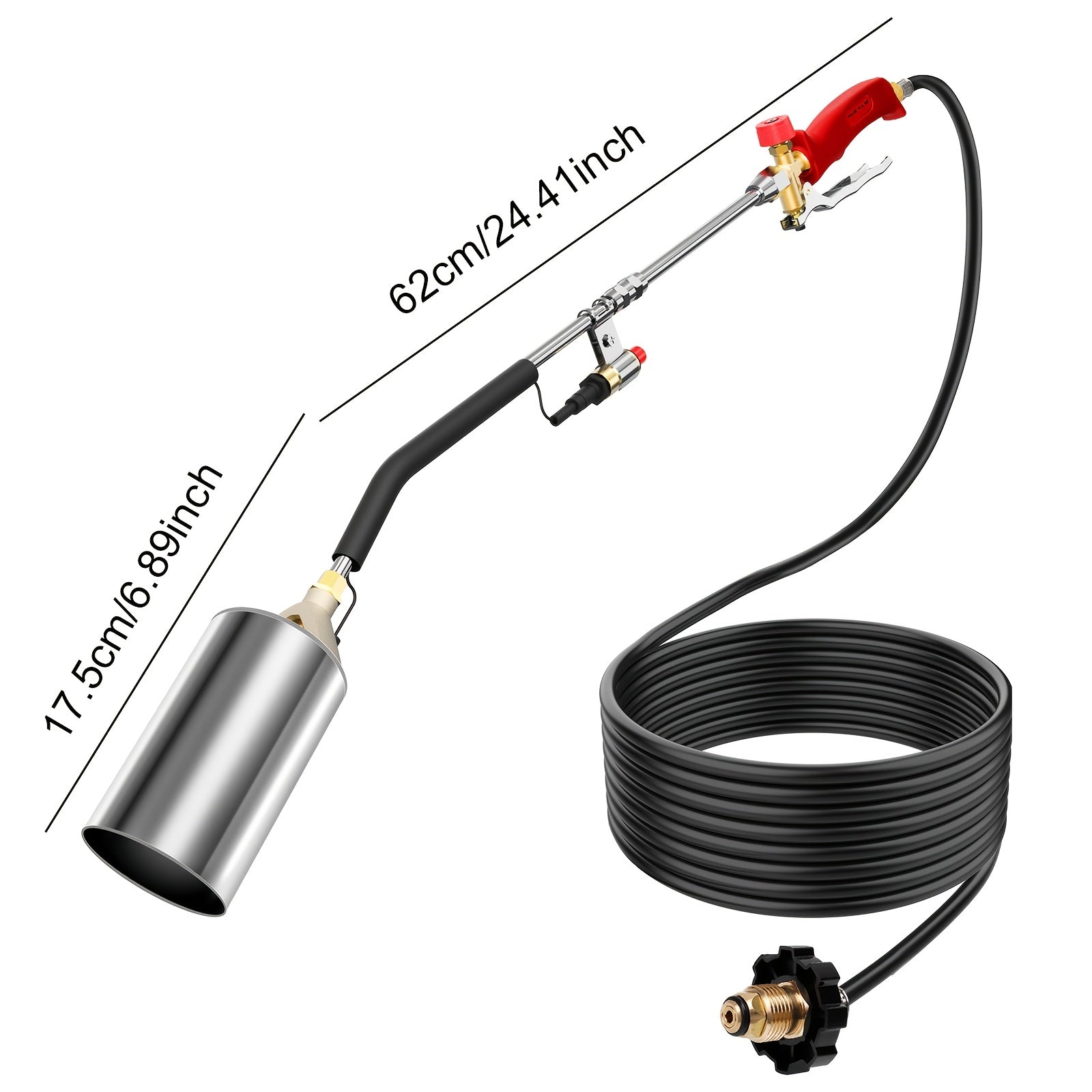 Propane Blowtorch Burner Weeding Blowtorch High Fire Output with 10ft Hose, Flame Thrower with Turbine Trigger for Flame Weeding Garden Wood Melting Ice And Snow (Gas Tank And Fuel Not Included)