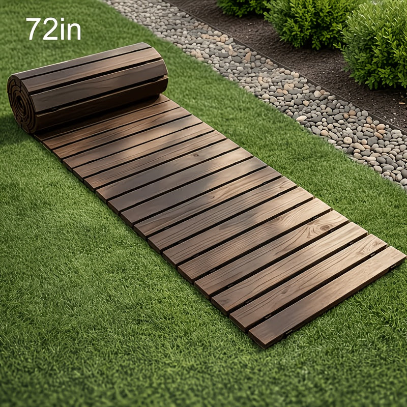 Roll-up Wooden Garden Walkway, Slip-resistant And Weather-resistant Outdoor Path, Suitable for Lawns, Terraces, Courtyards, And Flower Bed Edges