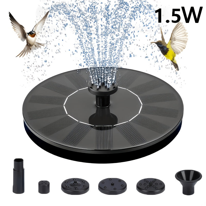 1W/1.5WSolar Polysilicon Panel Fountain Pump, Diameter 13cm, IPX8 Free Standing Floating Solar Powered Water Fountain Pump, 8 to 20 Inches Water Spray, Outdoor Watering Submersible Pump for Pond, Pool, Garden, Fish Tank, Yard, Birdbath