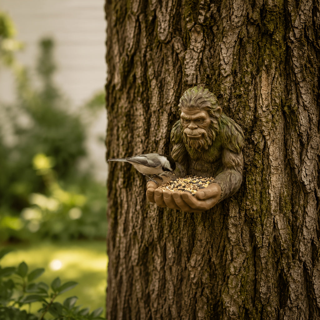 A Unique Small Bigfoot Bird Feeder, Specially Designed for Wild Birds, Featuring A Quirky Woodsman, Can Attract More Birds to Your Garden And Is Suitable for Durable Outdoor Use.