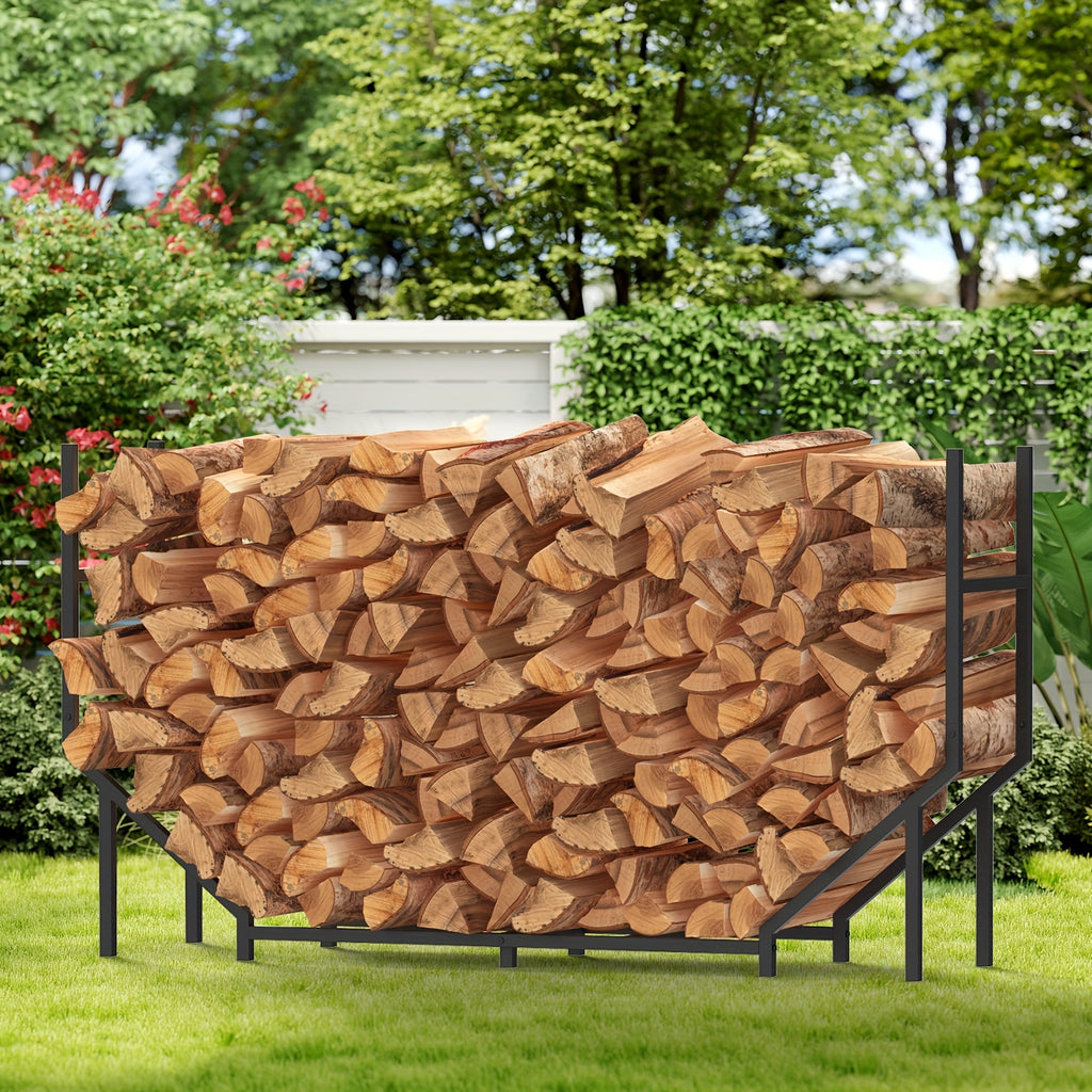 Heavy-Duty Adjustable Metal Firewood Rack - Large Capacity Outdoor/Indoor Log Holder with Sturdy A-Frame Design, Firewood Storage Stand for Fireplace, Wood Stacker Organizer for Patio,, Cabin, RV - Durable Black Metal, Firewood Rack Indoor, Firewood Stora