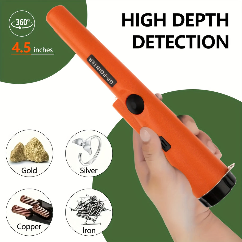 Professional Metal Detector Pinpointer - Handheld Treasure Hunting Wand with Buzzer/Vibration Alerts for Golden/Silver/Relics, 360° Detection Capability, Durable Plastic Construction, Battery-Powered (Batteries Not Included), Treasure Hunting Equipment, S