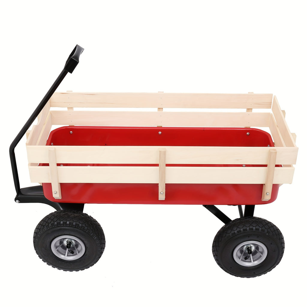 38.19x16.93x30.71inch Garden Iron Wood Four Wheel Garden Wagon