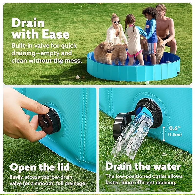 SOTOS Foldable Dog And Children's Swimming Pool - Portable Hard Plastic Pet Pool, Anti-slip Foldable Bathtub Suitable for Indoor And Outdoor Backyard Use (blue)