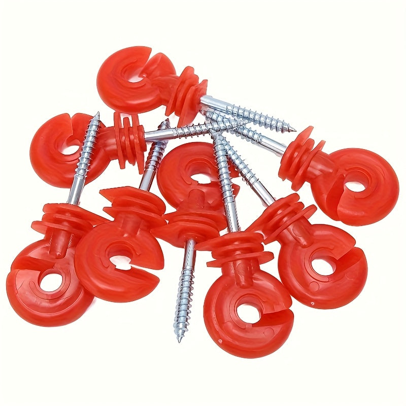 50/100pcs Metal Electric Fence Insulator - Includes Installation And Disassembly Tools, Self-Drilling Screws for Screwing In, Suitable for Wooden Posts in Homes, Pastures - Livestock And Agricultural Fences, High Wall Electric Fence Additions