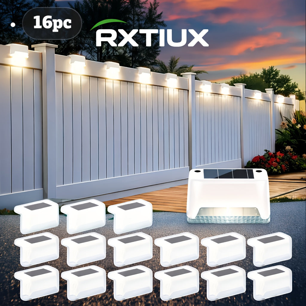 16/32pcs Solar Outdoor Fence & Step Lights IP66 LED Stair Lights with Auto Dusk-to-dawn Sensor And 700mAh BatteryIdeal for Yards, Decks, Steps Walkways Lawns And Christmas Or Winter Outdoor Decorations Enhancing Safety And Style At Night