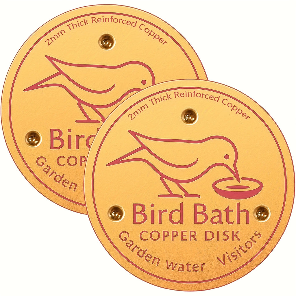 2 Copper Bird Bath Dishes, 2mm Thick Reinforced Copper Cleaning Dishes, Designed for Bird Bathing, with Three-point Support Ensuring Clean Water All Year Round, Compatible with All Outdoor Bird Bath Bowls