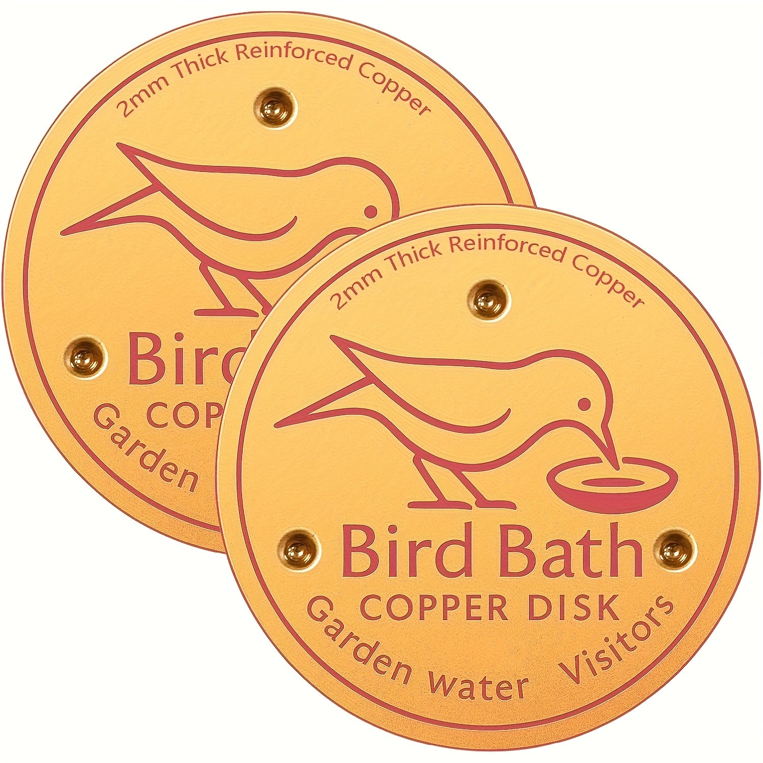 2 Copper Bird Bath Dishes, 2mm Thick Reinforced Copper Cleaning Dishes, Designed for Bird Bathing, with Three-point Support Ensuring Clean Water All Year Round, Compatible with All Outdoor Bird Bath Bowls