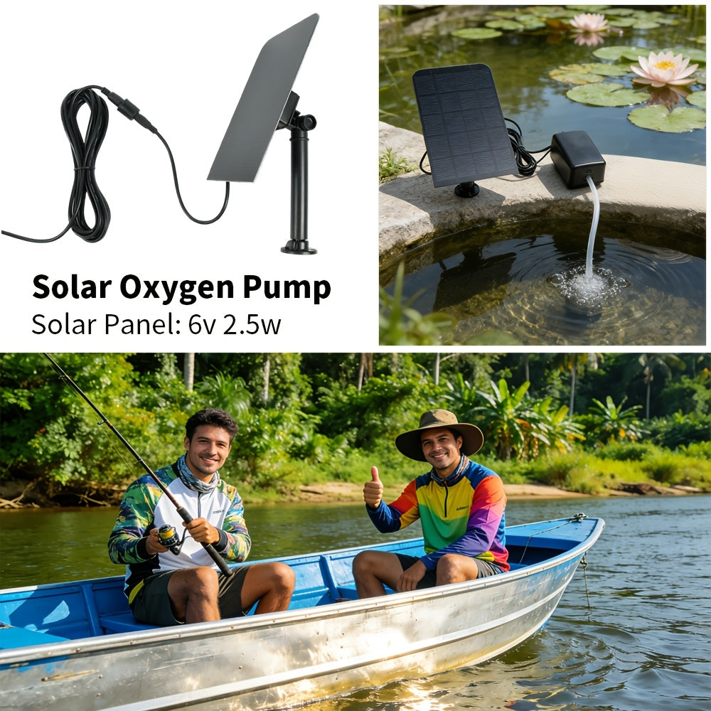 1pc Square Solar-Powered Aeration Pump with Hose, Air Stone, and Various Small Accessories, 118.11inch Wire, Portable Oxygen Pump, Effectively Aerates Ponds, IPX4 Rating