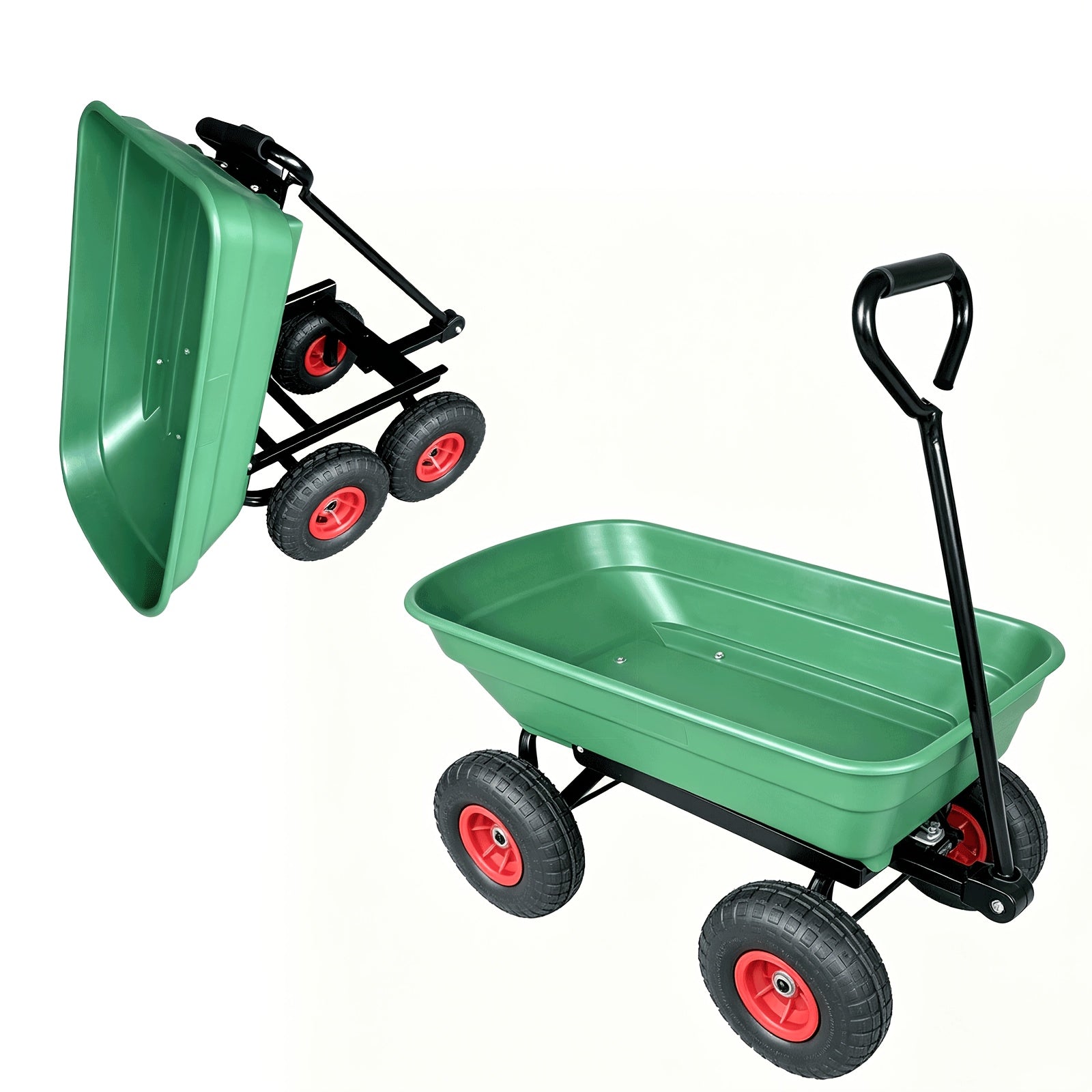 Heavy-Duty Steel Frame Garden Wheelbarrow, 250 Lbs Load Capacity, Equipped with 10-Inch Pneumatic Tires, Suitable for All Terrains