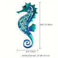 HONGLAND Metal Seahorse Wall Art Blue Mosaic Glass Wall Decor Sculpture Hanging Ocean Decorations for Home, Garden, Fence, Livingroom, Indoor, Outdoor