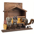 ChezMax Squirrel Feeder Picnic Table, Sturdy Wooden Squirrel House Nut Bar with Stools, Corn Holder and Water Bottle, Large Funny Chipmunk Feeding Station for Outside Squirrels