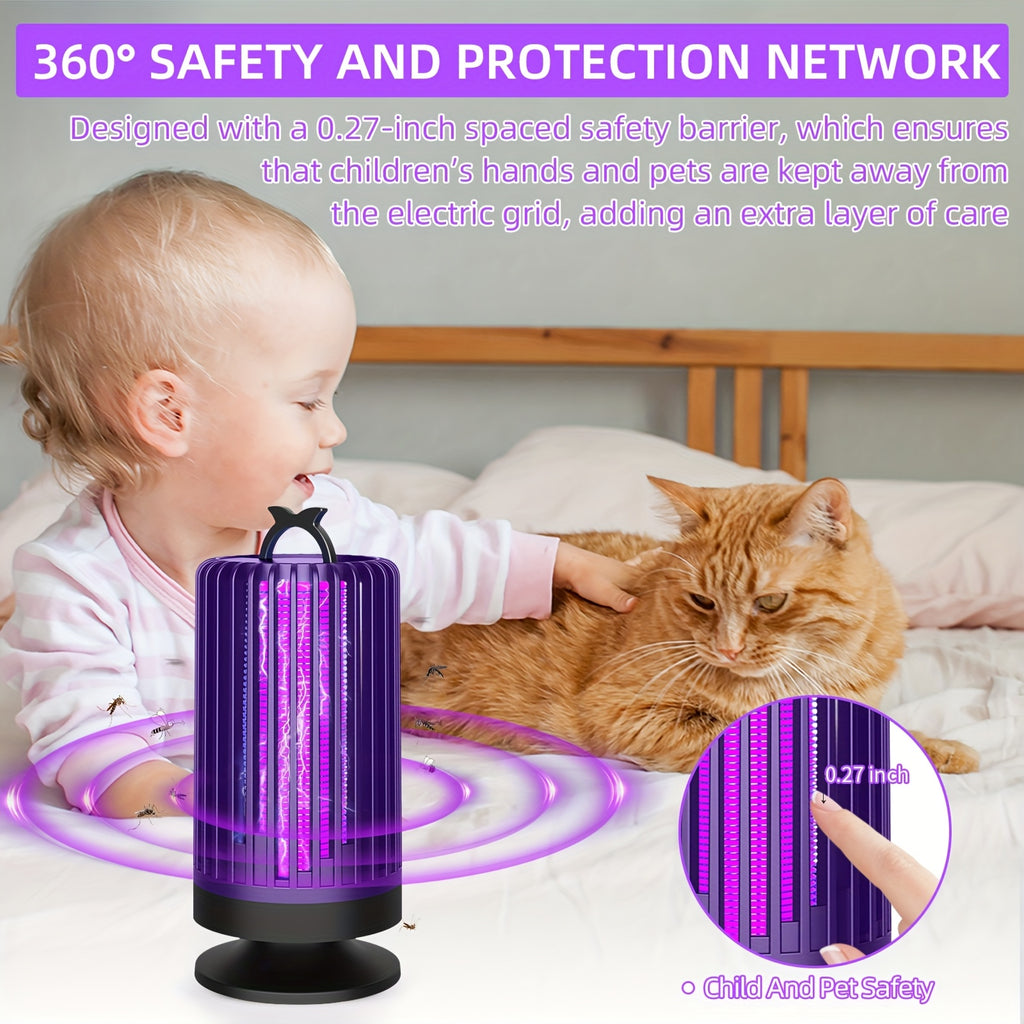 Indoor Electric Mosquito Trap with a Reusable Purple Light, Featuring a Whisper Mode, Covering an Area of 20 Square Meters, And Equipped with a Replaceable Grid for Killing Flies, Suitable for Home, Office, Or Dorm Use