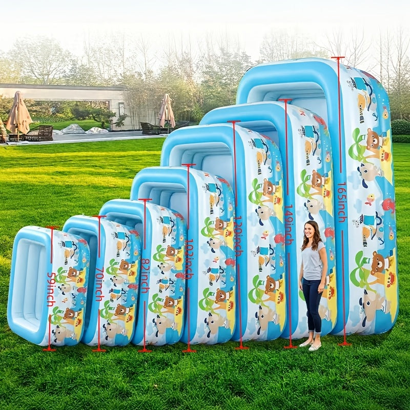 Extra Large Rectangular Thickened PVC Family Inflatable Swimming Pool, Perfect for Summer Outdoor Parties And Water Fun. Easy to Set Up, Wear-resistant And Leak-proof. Ideal for Gardens And Backyards, A Must-have for Summer Cooling And Heat Relief.