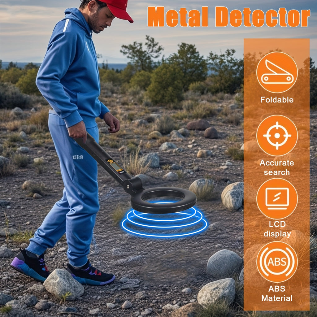 Portable Foldable Metal Detector with LCD Display & 3 Detection Modes - Lightweight ABS & Metal Frame, Coin/Golden/Jewelry Finder for Treasure Hunting, Airport Security, Lawn - for Coin/Golden/Jewelry Artifact Hunting