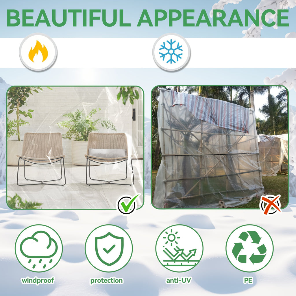 1/2pcsClear Waterproof Tarps with Grommets, Outdoor Garden Rainproof Covering Clear PVC Vinyl Tarp with Clear Tarps for Patio, for Covering Henhouse Porch Canopy Plant Camping