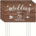 3pcs Durable Hollow Board Wedding Direction Signs with Stakes, Printed, Outdoor Lawn and Garden Decorations, Arrow Design, No Electricity or Feathers Required