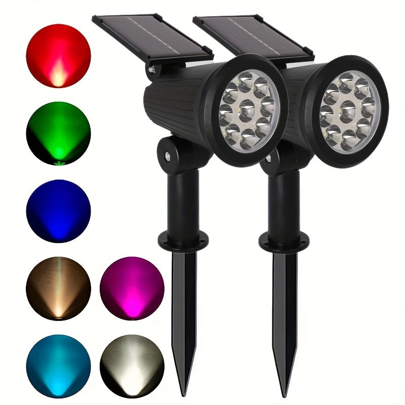Energy Saving Solar 9LED Landscape Spotlight Set - Multifunctional Garden Mood Light with Adjustable Stake, Crystal Decoration, Suitable for Outdoor Decorations, Perfect for Courtyards, Balconies, Lawns, Walkways, Villas, Playgrounds and Halloween