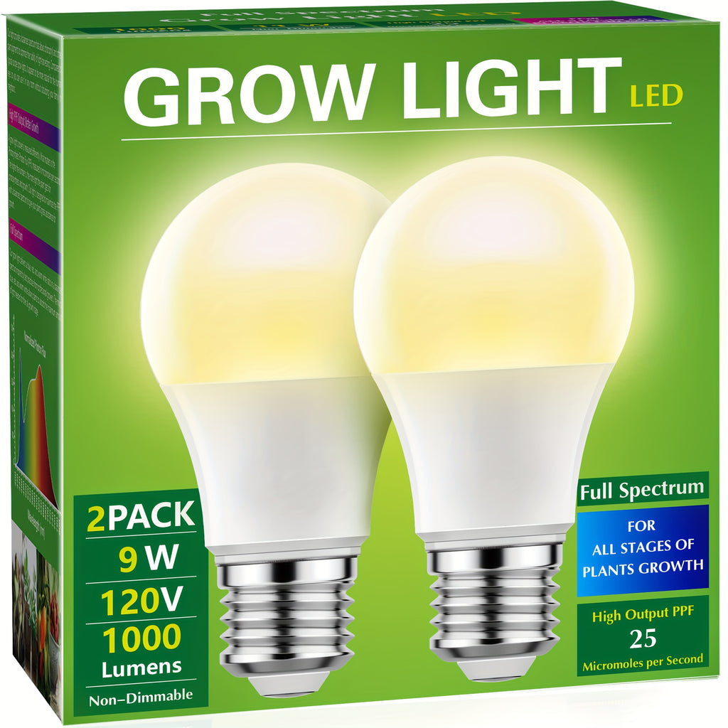2/4/6/12pcs Grow Light Bulbs, LED Grow Light Bulb A19 Bulb, Full Spectrum Grow Light Bulb, Plant Light Bulbs E26 Base, 9W Grow Bulb 100W Equivalent, Grow Light for Indoor Plants, Seed Starting