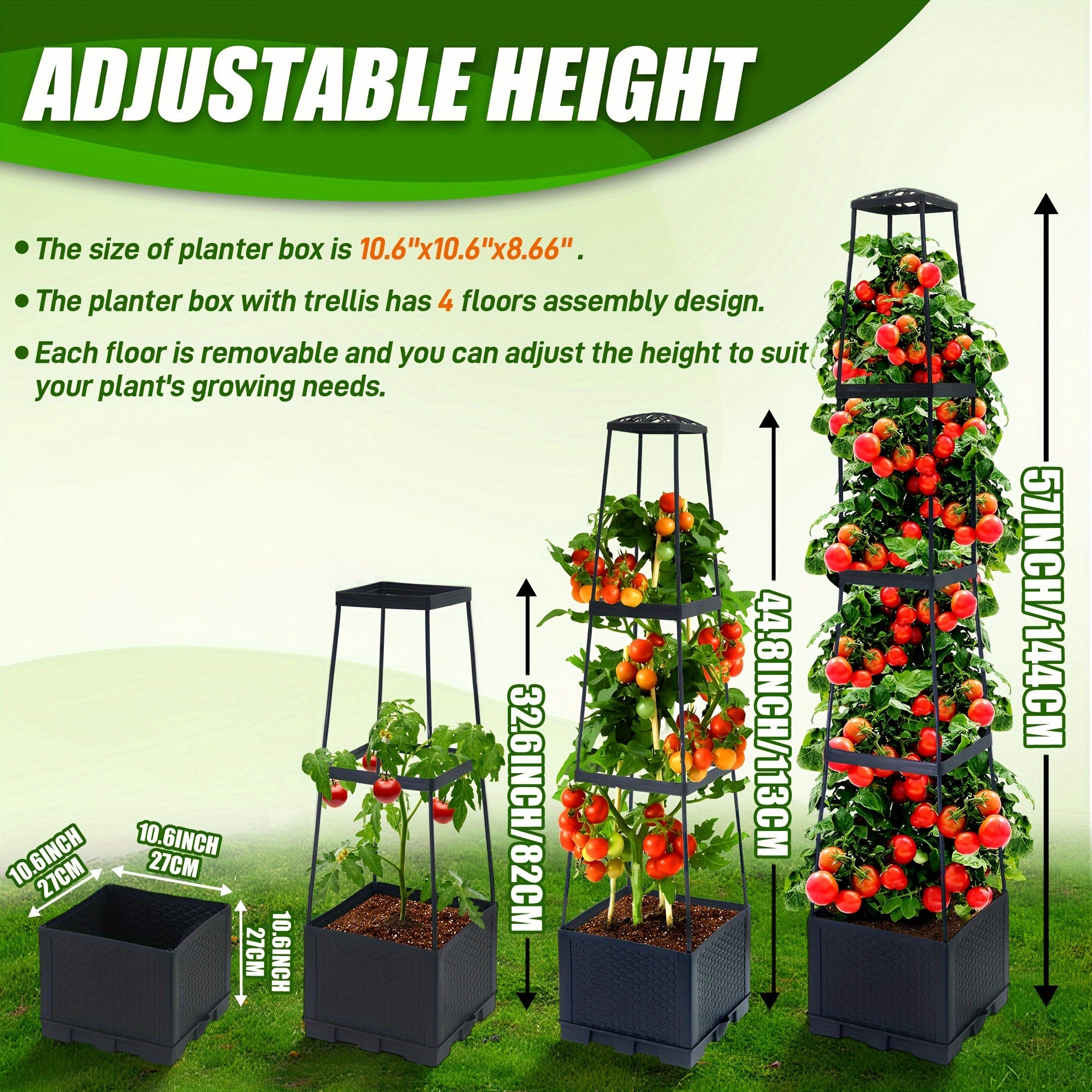 2 Pack 57Inch Tomato Planter Box With Trellis Self-Watering Tomato Cage With Trapezoidal Trellis Climbing Plants In Patio Garden Indoor Outdoor