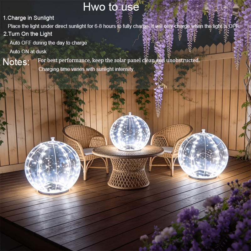 Solar Pool Light That Floats, IP68 Inflatable Light Up Pool Balls, 8 Lighting Modes Float Or Hang Solar Floating Lights for Pool, Wedding, Party Decor Night Swimming Backyard Decor Garden Ambiance Beach Party Summer