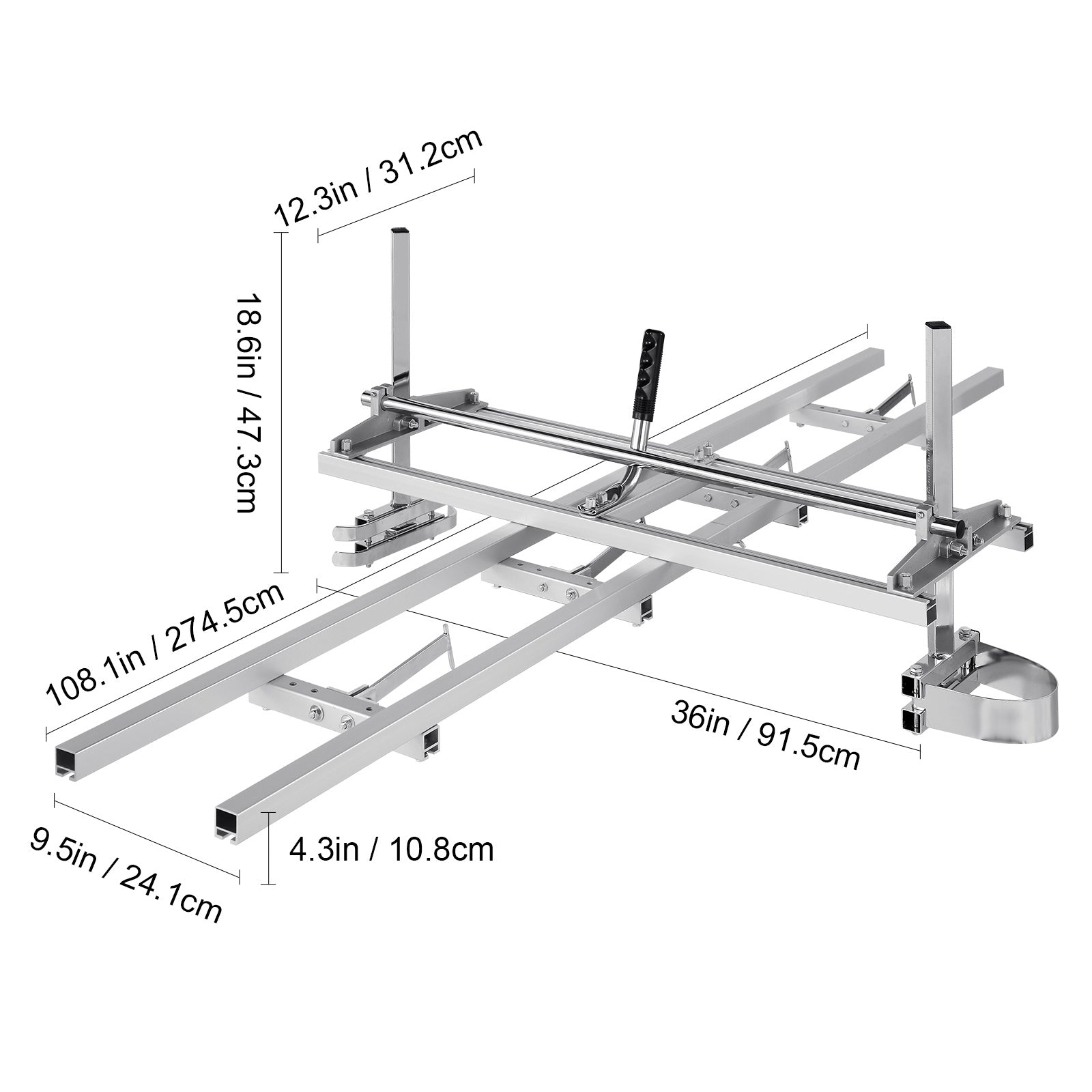 VEVOR Chainsaw Mill and Rail Mill Guide System, Portable Sawmill 14"-36" Guide Bar, 9ft Aluminum Saw Milling Rail Guide with Chainsaw Planking Mill for Woodworkers and Carpenters