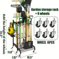 Garden Tool Organizer with Wheels, Yard Tool Tower Rack for Garage Organization And Storage, Holds Long-Handled Tools/Rakes/Brooms, Heavy Duty Steel Garden Tool Stand for Shed, Outdoor- Gifts for Men, Boyfriends, Husbands, And Partners