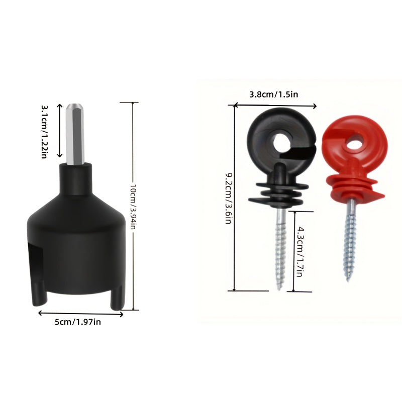 50/100pcs Metal Electric Fence Insulator - Includes Installation And Disassembly Tools, Self-Drilling Screws for Screwing In, Suitable for Wooden Posts in Homes, Pastures - Livestock And Agricultural Fences, High Wall Electric Fence Additions