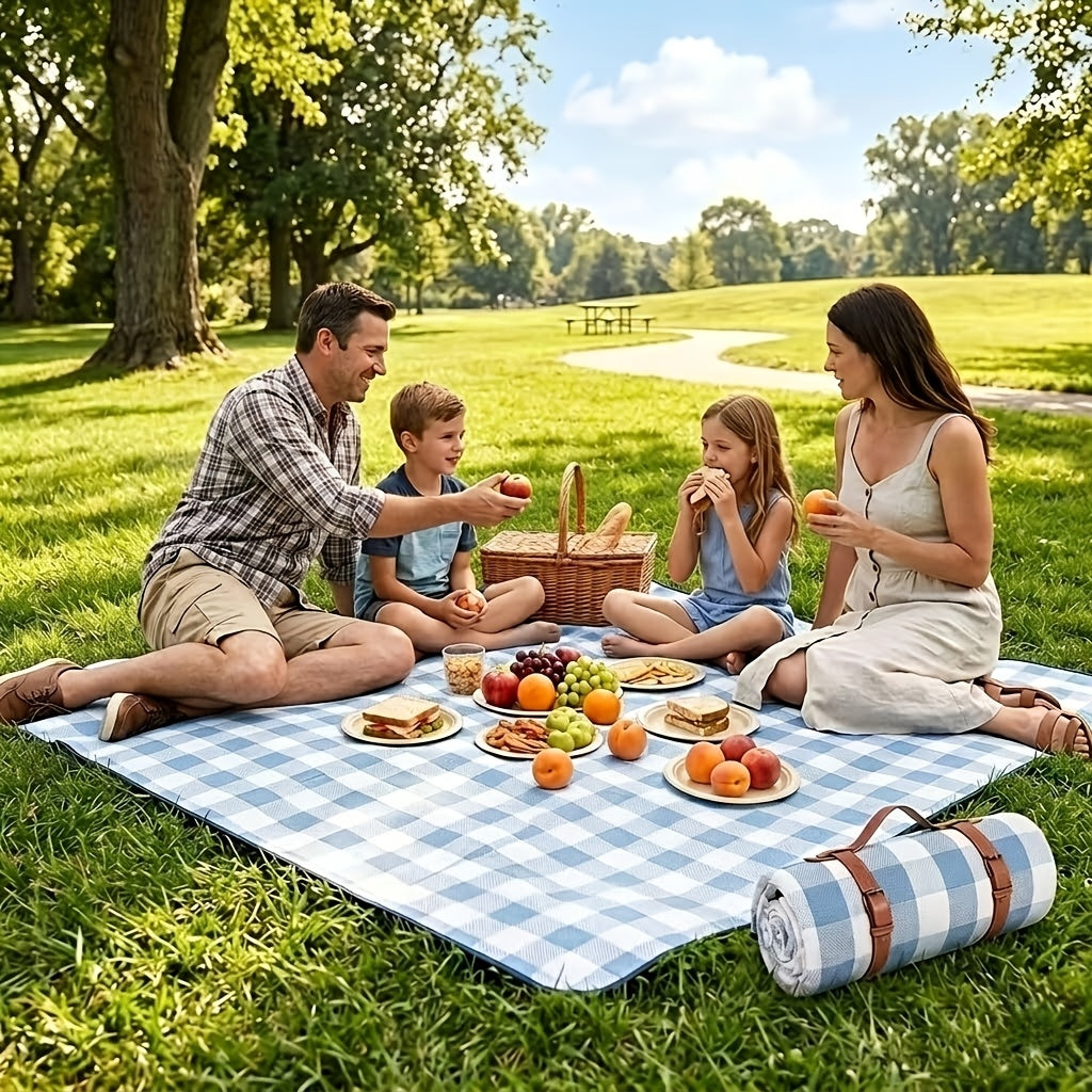 80'x 80' Picnic Blanket Extra Large, Waterproof and Foldable Beach Blanket, 3-Layer Outdoor Blanket for 6 to 8 Adults, for Camping, Park, Beach, Grass, Indoors... Non-Food Direct Contact