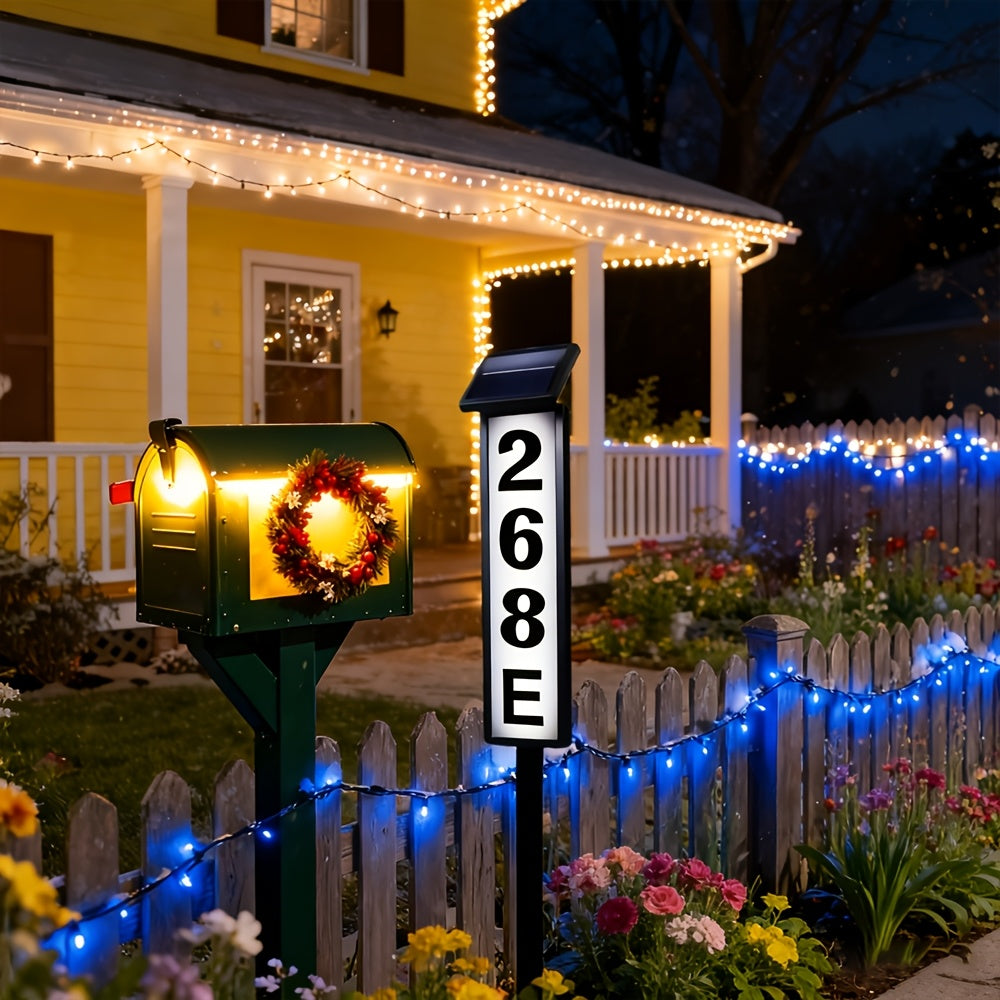Solar-powered House Number Light, Ground-inserted Lawn Lamp, No Wiring Required, Automatically Lights Up At Night, Prominent Address Plaque, Suitable For Homes, Mailboxes, Factories, And Commercial Areas, Outdoor Christmas Garden-- IP44 Splash-proof