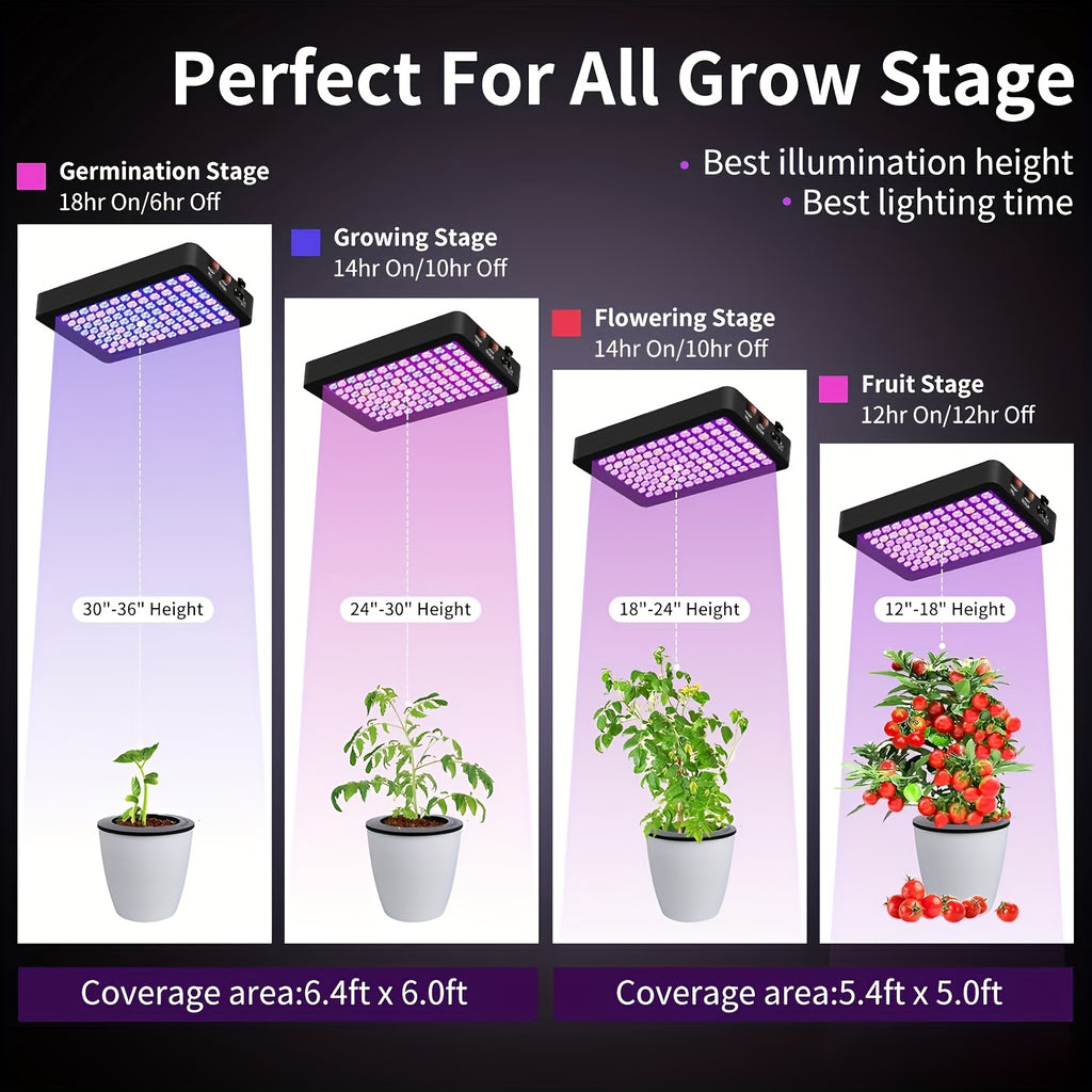[Full Spectrum Growth Lamp] LED Plant Growth Lamp, Full Spectrum with Vegetable And Flowering Buttons, for Hydroponic Vegetables, Plants, Greenhouse Flowers, Hanging Growth Lamp, High Efficiency And Low Efficiency, High Yield, Black/White, Light Output Ma