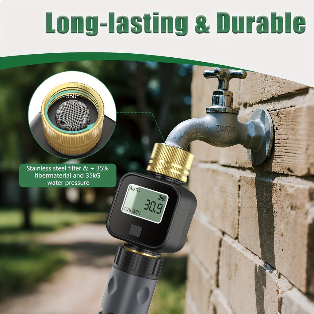 INSOMA Water Flow Meter with Brass Inlet And Outlet Metal Thread, IP55, Measure Gallon/Liter Consumption And Flow Rate for RV Water Tank Filling