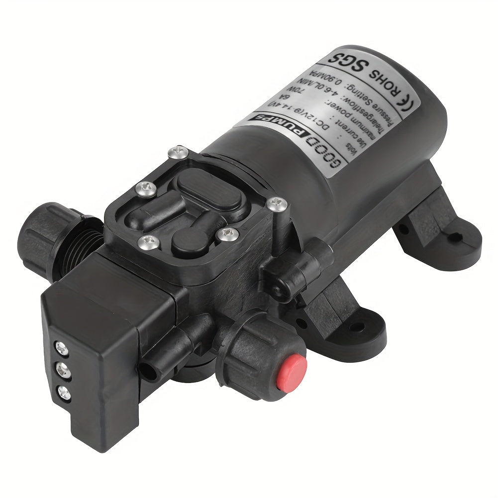 12V High-Pressure Self-Priming Diaphragm Water Pump - 130PSI/6LPM Automatic Switch, Durable ABS Material, Ideal For Car Wash, Tap Water Pressurization, Fish Tank, Bath, And More - 6.45in Length, Compact Design