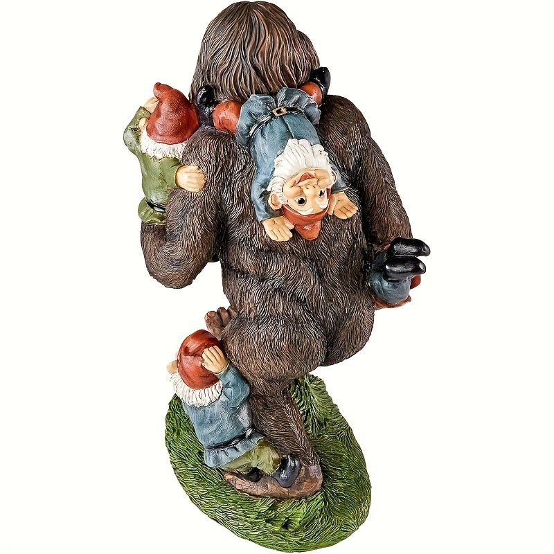 Garden Gnome Bigfoot Snowman Indoor/Outdoor Garden Statue, 8 Inches Tall, Hand-cast Resin, Fully Painted Finish Christmas Snowman Gnome And Bigfoot