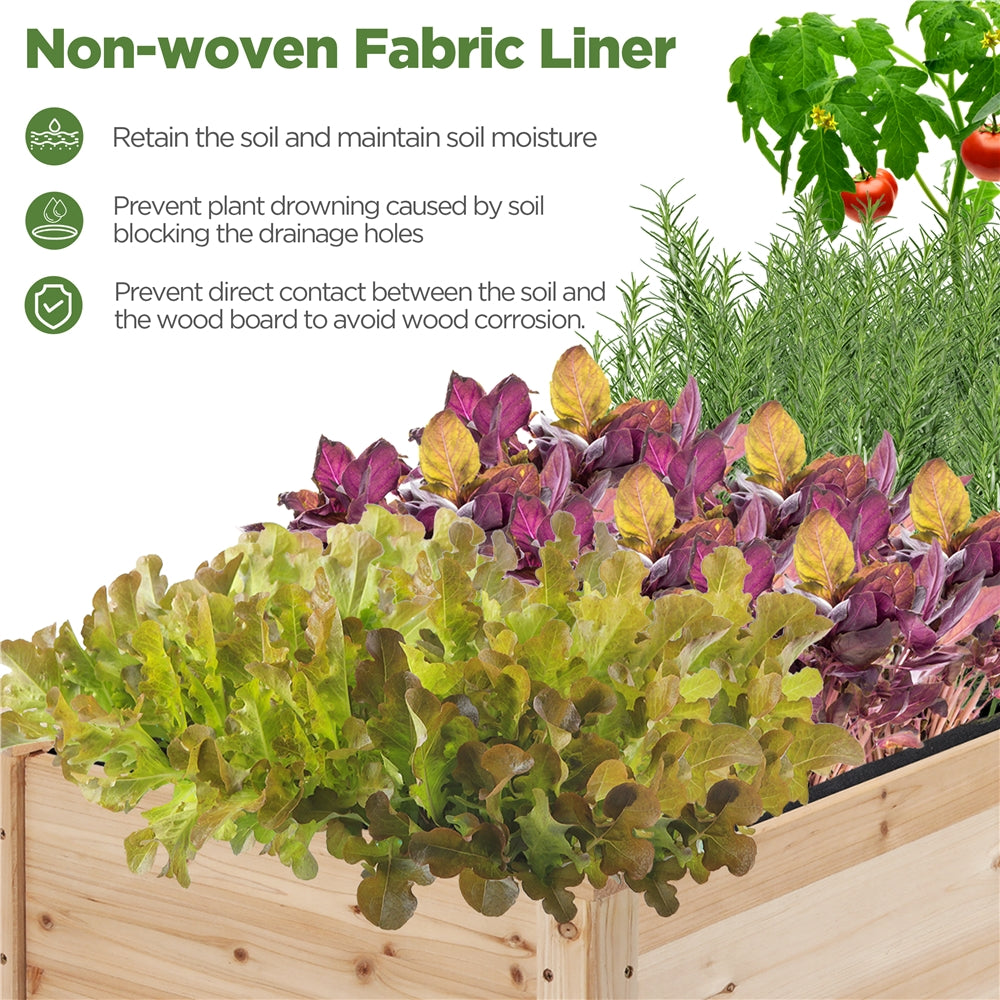 Costoffs Fir Wood Garden Bed Planter Box Raised Vegetables Flowers Bed Elevated Planter for Garden and Yard