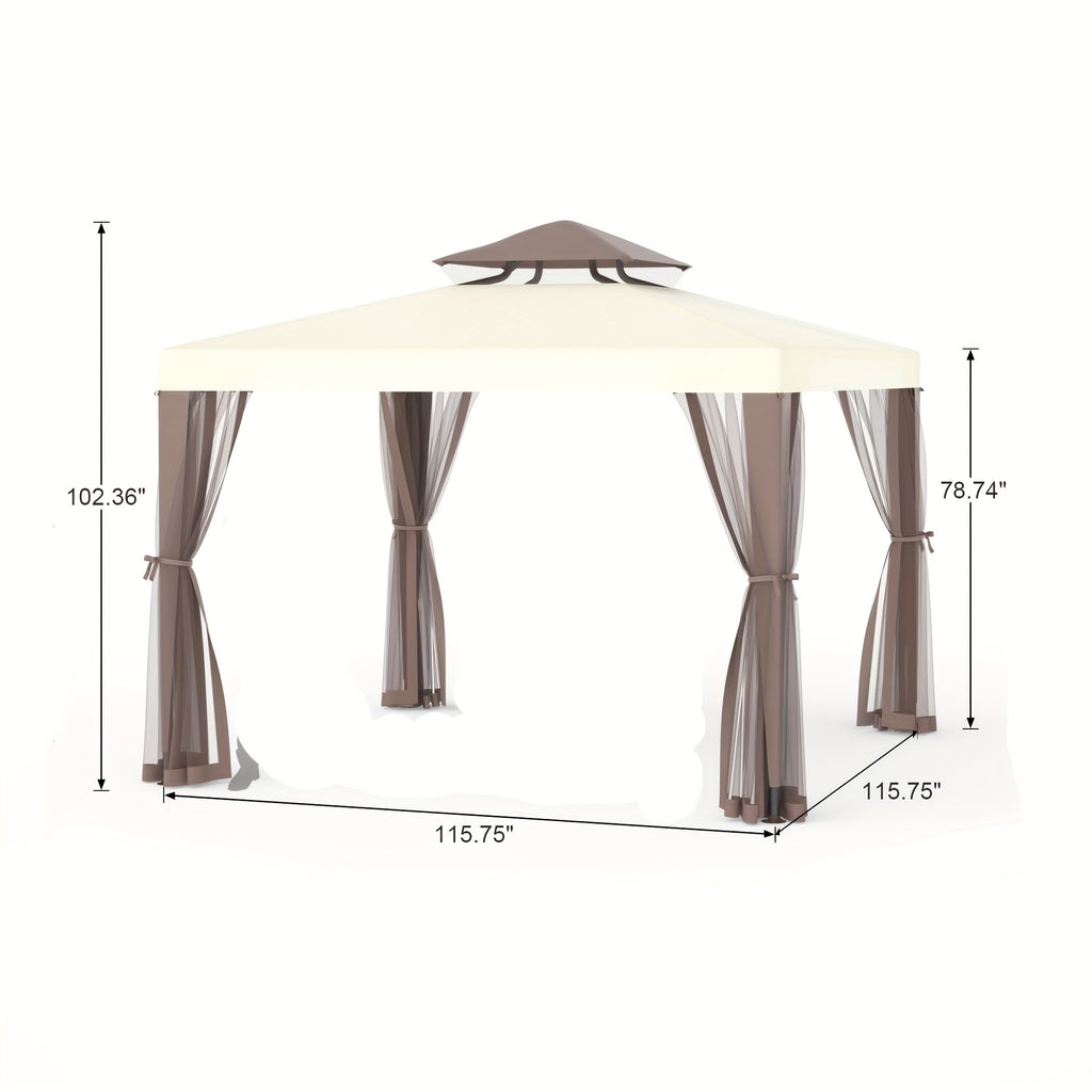 10'x10' Patio Gazebo Tent Mosquito Netting Outdoor Canopy Shelter for Garden