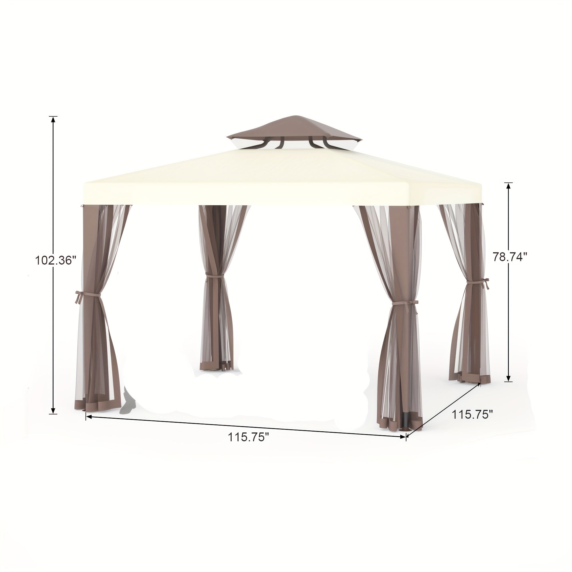 10'x10' Patio Gazebo Tent Mosquito Netting Outdoor Canopy Shelter for Garden