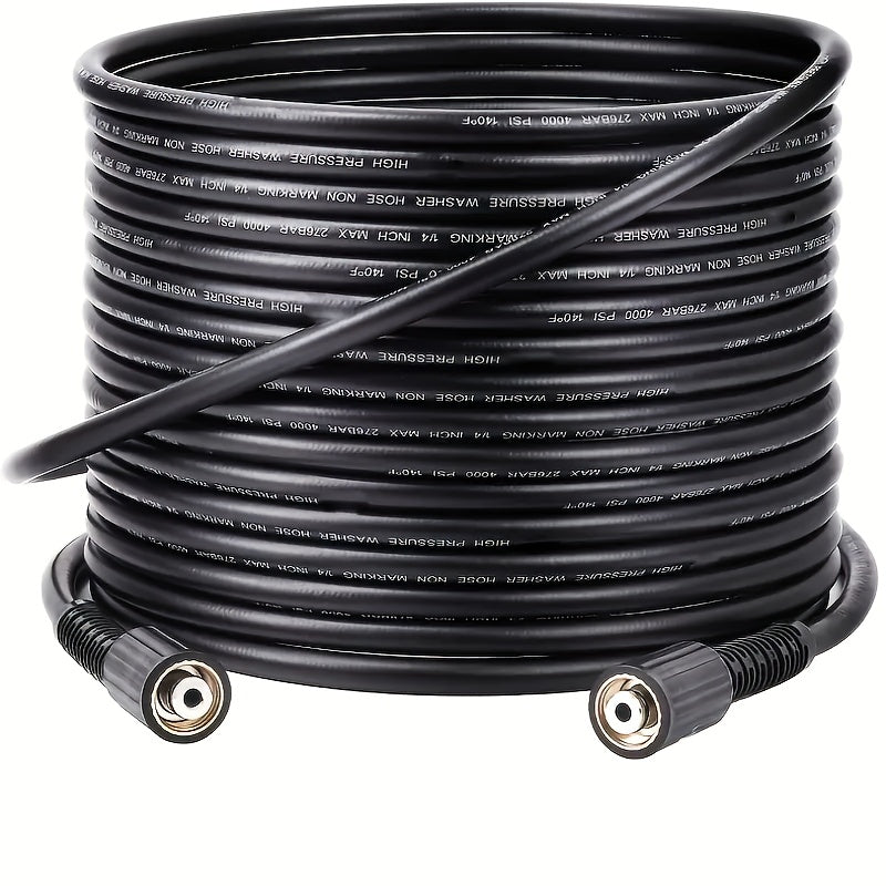 20ft/50ft 5800PSI High Pressure Washer Hose Black High Tensile Non-Marking, Durable Rubber Material, 22mm Internal Thread Diameter, Perfect for Cleaning, Forestry, And Gardening