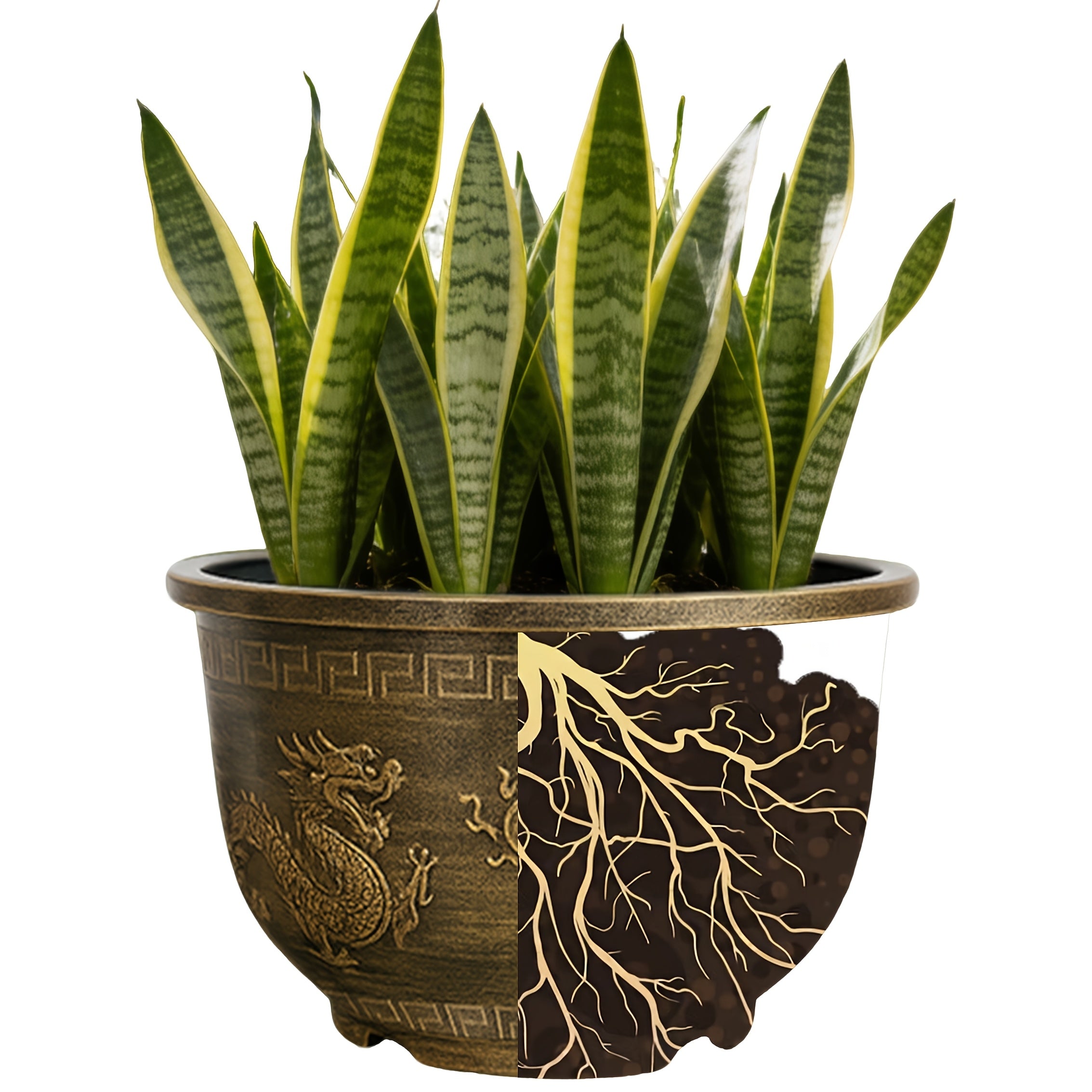 Buy 1 Get 1 Free, Total Of 2pcs Dragon-themed 17 Inch Resin Flower Pots - Christmas And Halloween Flower Pot - Intricate Design, Fish-Friendly, Self-Punching Holes, Ideal For Lotus & Small Trees Growth Seasonal Decoration Care