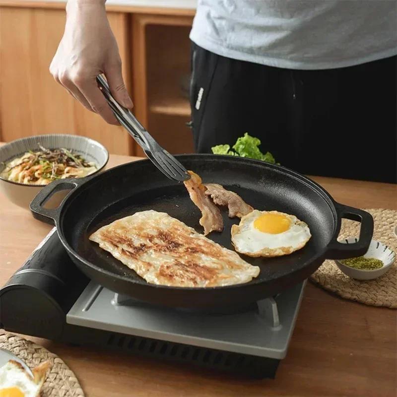 Multi Functional Cast Iron Pot - A Non Stick Pot Suitable for Pizza and Pancakes, Perfect for Home Kitchens and Outdoor Cooking for Pizza Lovers Non-Stick Round Skillet for BBQ, Buffet, Home Cooking